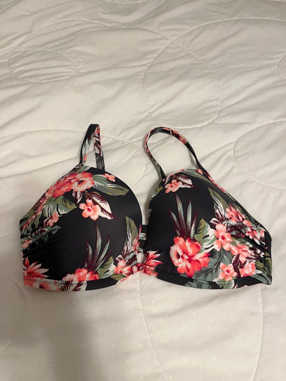 NWOT Shade & Shore Black Bra with Pink Floral Print 38D